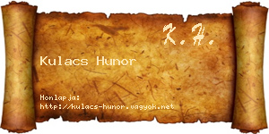 Kulacs Hunor névjegykártya